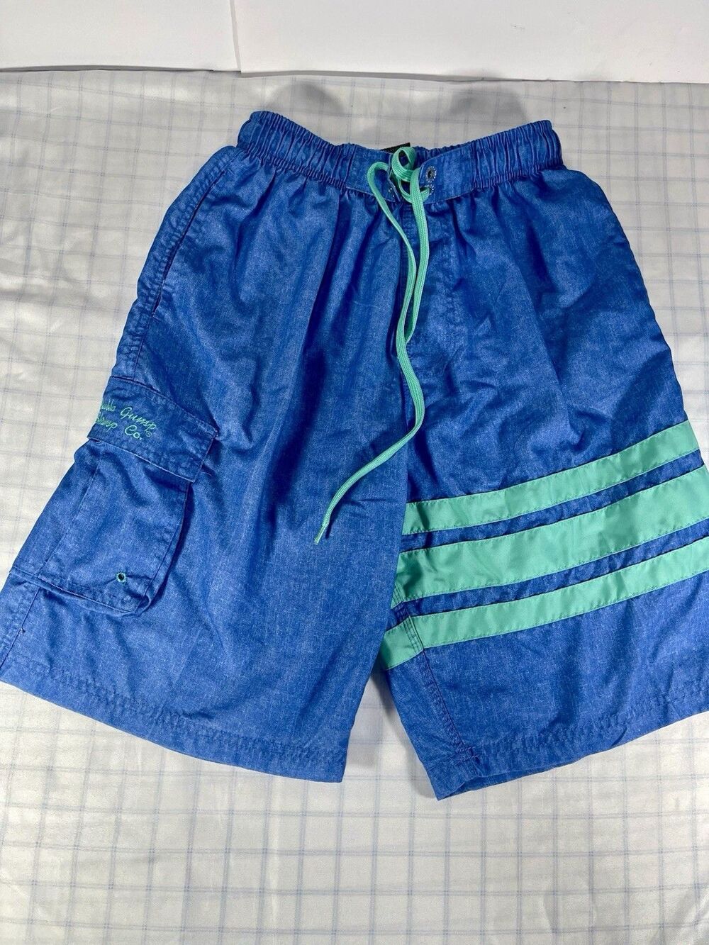 Bubba Gump Shrimp Co Mens Swim Trunks Board Shorts Blue Mint Size Small Mesh